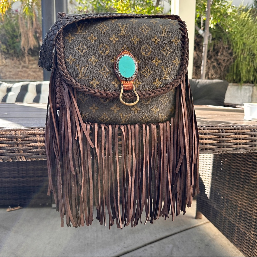 Louis Vuitton Brown Crossbody Bag with Fringe Details